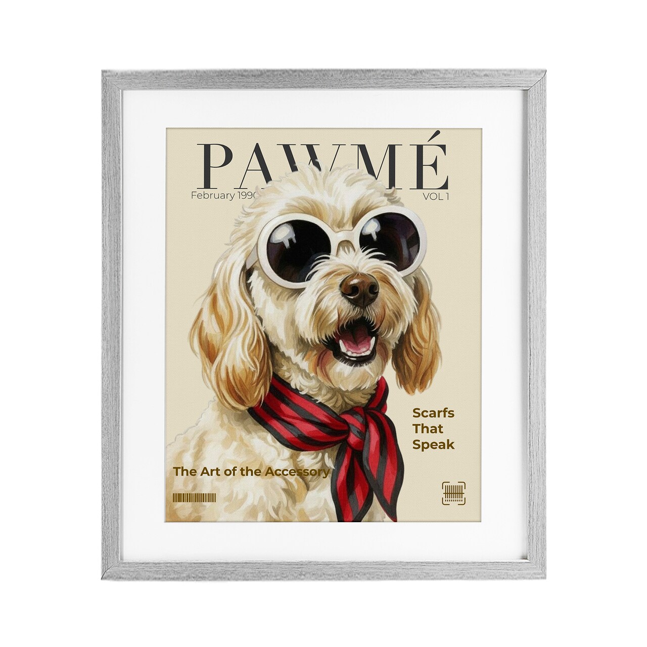 Stupell Industries Pawme Dog Fashion Magazine Framed Print Under Glass, design by A Barefoot Stylist